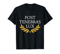 Sophisticated Post Tenebras Lux Latin Quote Laurel Wreath T-Shirt