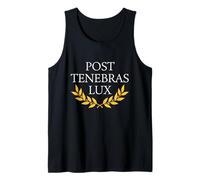 Sophisticated Post Tenebras Lux Latin Quote Laurel Wreath Tank Top
