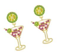 Sophisticated Rhinestones Embellished Wine Glass Earrings Designed to Elevating Your Party Styles Holiday Earrings
