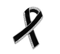 Sophisticated Ribbon Shaped Brooch Classical Black Awareness Lapel Pin for Business Wear Special Occasions Easy Clip Brooch