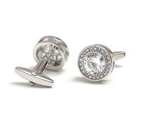 Sophisticated Round Cufflinks for Men Featuring Cubic Zirconia Stones for Special Occasions Round Zirconia Cufflinks