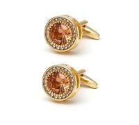 Sophisticated Round Cufflinks for Men Featuring Cubic Zirconia Stones for Special Occasions Round Zirconia Cufflinks