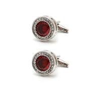 Sophisticated Round Cufflinks for Men Featuring Cubic Zirconia Stones for Special Occasions Round Zirconia Cufflinks