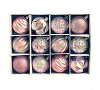 Sophisticated Set of 12PCS 6CM Ornaments for Festive Occasions at Home (Pink)
