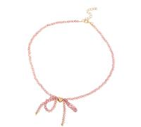 Sophisticated Sturdy Beaded Necklace Featuring Elegant Crystals Butterfly Bowknot Charm Accessory For Stylish Outfits
