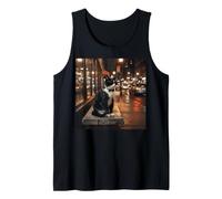 Sophisticated Tuxedo Cat Iced Coffee Drinker Urban Night Tank Top