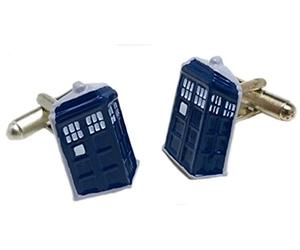 Sophos Dr Who Tardis 3D Cufflinks - Blue Stone - Adult Men - Dr Who Fans - Unisex - Cufflinks