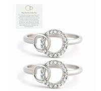 SOPIFY To My Sister Forever Linked Ring, Silver Interlocking 2 Circles, Big Sis & Little Sis Ring for Women, Birthday Christmas Gifts, Copper, No Gemstone