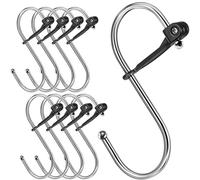 Sopito Hooks for Hanging, 8pcs S Hooks for Hanging Heavy Duty with Safety Buckle, Suitable Diameter up to 2.8cm for Kitchen Bathroom Bedroom Wardrobe, Metal