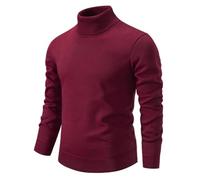 Sopodbacker Men Men'S Shirt Shirts Polo Long Sleeveautumn Men Shirt Turtleneck Sweater Winter Knitting Pullovers Rollneck Warm Men Loose Asianm(45-60Kg) Red