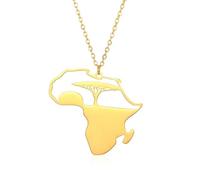 Sopodbacker Necklace Pendant Chain Men Women Jewellery Africa Necklaces Women Map Pendant Party Aesthetic Waterproof Jewelry Gift Goldcolor