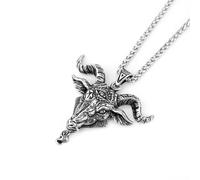 Sopodbacker Necklace Pendant Chain Men Women Jewellery Animal Ram Devil Eye Pendant Necklace Retro Accessories Hip Hop Jewelry Men And Women Punk 配60Cm龙骨链