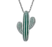 Sopodbacker Necklace Pendant Chain Men Women Jewellery Cactus Pendant Street Rap Hip Hop Necklace Men And Women Punk Geometry 银色