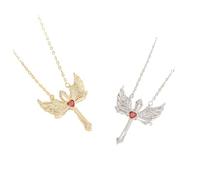 Sopodbacker Necklace Pendant Chain Men Women Jewellery Cross Angel Wings Necklace All-Match Pendant Retro Men And Women Party Geometric Wedding 金色