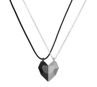 Sopodbacker Necklace Pendant Chain Men Women Jewellery Gothic Punk Heart Necklace Couples Magnetic Jewelry Gifts Set Men Women Wedding Party N03Blacksilver