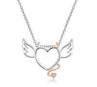 Sopodbacker Necklace Pendant Chain Men Women Jewellery Heart-Shaped Devil Angel Pendant Simple Two-Color Love Wings Clavicle Necklace Men And Women Boho