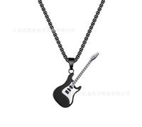 Sopodbacker Necklace Pendant Chain Men Women Jewellery Hip-Hop Guitar Pendant Street Classic Necklace Men And Women Punk Geometry 【1989】 黑色单吊坠