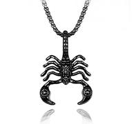 Sopodbacker Necklace Pendant Chain Men Women Jewellery Hip-Hop Hollow Retro Necklace Scorpion Men And Women Party Geometric Wedding Punk Simple 黑色+珍珠链