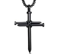 Sopodbacker Necklace Pendant Chain Men Women Jewellery Jesus Christ Pendant Necklaces Hip-Hop Nail Cross Men Jewelry Wedding Party Black