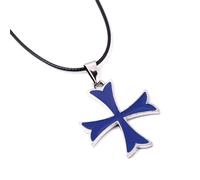 Sopodbacker Necklace Pendant Chain Men Women Jewellery Movie Cross Badge Pendant Necklace Rope Chain Jewelry Cosplay Gifts Party Punk Accessory Blue