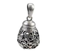 Sopodbacker Necklace Pendant Chain Men Women Jewellery Openable Pendant Retro Ethnic Style Hollow Lotus Pendant Men And Women Party Geometric Wedding 可打开香囊吊坠+60Cm珍珠链