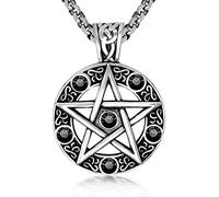 Sopodbacker Necklace Pendant Chain Men Women Jewellery Pendant Hip Hop Jewelry Pendant Necklace Men And Women Party Geometric Wedding Punk Simple 六芒星黑色+不锈钢链