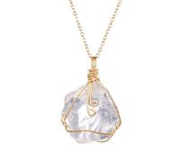 Sopodbacker Necklace Pendant Chain Men Women Jewellery Rainbow Stone Crystal Rock Pendant Necklaces Gifts Women Lover Friends Wedding Party White
