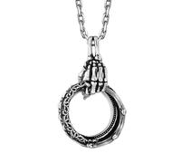 Sopodbacker Necklace Pendant Chain Men Women Jewellery Ring Of Hope Necklace Skull Hand Pendant Retro Party Geometric Wedding Gift Men And Women 骷髅手吊坠+60Cm珍珠链
