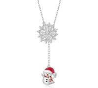 Sopodbacker Necklace Pendant Chain Men Women Jewellery Simple Hollow Snowflake Pendant Snowman Gift Clavicle Chain Necklace Party Punk Geometric Men And Women 雪花-圣诞老人