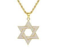 Sopodbacker Necklace Pendant Chain Men Women Jewellery Six-Pointed Star Hip-Hop Couple Necklace Pendant Men And Women Retro Punk Geometry 金色