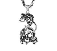Sopodbacker Necklace Pendant Chain Men Women Jewellery Viking Dragon Pendant Necklace For Men And Women Retro Party Geometry 配60Cm龙骨链