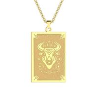 Sopodbacker Pendants Necklace Pendant Chain Men Women Jewelleryzodiac Pendant Necklace Retro Party Punk Gothic Simple Taurus Gold