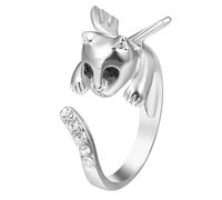 Sopodbacker Ring Rings Ring Jewellery Women Men Angel Wing Cat Ring Adjustable Size Finger Ring Kitten Women Men Silver