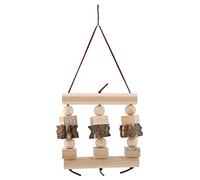 Soporte para columpio para loros, bloque de madera para masticar, percha para pájaros, tronco duradero hecho a mano, fácil de instalar, accesorio para jaula para pájaros, loros,