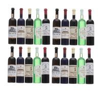 SOPOTUTU 1:12 Scale Mini Wine Bottle Models, 20Pcs Plastic Doll House Accessories Mixed Colour Bottles for Living Room Scenes