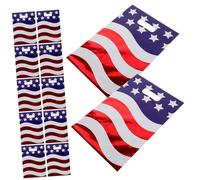 SOPOTUTU 100pcs Patriotic Usa Favor Bags with Vintage Kraft Handles Independence Day Candy Tote Red White Blue Goodie Bags for Fourth of July and Veterans Day Celebrations Compact Sweet