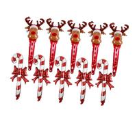 SOPOTUTU 10Pcs 24-Inch Inflatable Christmas Handheld Balloons Set with Candy Cane and Reindeer Head Designs, Foil Xmas Party Decorations for Holiday Celebration