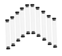 SOPOTUTU 10pcs Acrylic Pen Boxes Cylinder Pencil Cases with Black Caps, Ballpoint and Fountain Pen Containers for Stationery Display and Storage in Office and School