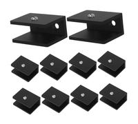 SOPOTUTU 10pcs Black Square Glass Shelf Brackets Frameless Shower Clamps with Pads Secure Support for Glass Shelves and Mirrors