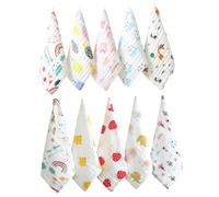 SOPOTUTU 10pcs Cotton Towels Muslin Cloths Soft Absorbent Nursing Handkerchiefs for Drool Shower