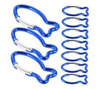 SOPOTUTU 10Pcs Fish Shape Spring Snap Hook Clips Lightweight Climbing Buckles for Outdoor Camping Hiking Backpack Keychain Accessories Blue