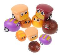 SOPOTUTU 10pcs Pull Back Car for Friction Powered Mini Bread Shape Vehicle Cartoon Design and Fun Educational Gift for Learning Shapes and Colors