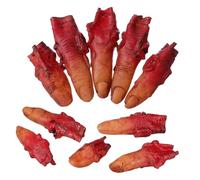 SOPOTUTU 10pcs Severed Fingers Fake Halloween Props Bloody Finger Body Parts Hanging Ornament Horror Prank Halloween Supplies Dark