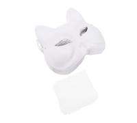 SOPOTUTU 10pcs White Paper Pulp Fox Masks with Eye Mesh Lightweight Paintable Animal Masks for DIY Halloween Costume Props and Masquerade Party Accessories