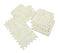 SOPOTUTU 10pcs Wood Grain Crawling Puzzle Mat EVA Foam Tiles Thick Interlocking Soft Floor Pads for Play Exercise Nursery Non-toxic Washable White Wood Texture