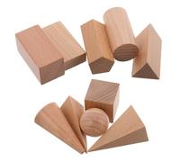 SOPOTUTU 10pcs Wooden Geometry Blocks Solid Shapes for Math Learning Portable Educational Tool for Students Enhance Understanding of Geometric Shapes Properties