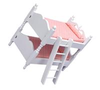 SOPOTUTU 12 Scale Miniature Dollhouse Furniture Bunk Bed Pink Polka Dot, Mini House Accessory for ’s Room, Doll Mini Bed Prop for Dollhouse Scenes