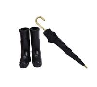 SOPOTUTU 12 Scale Miniature Dollhouse Rain Boots and Tiny Umbrella Set, Doll Decorations for Pretend Play, Miniature House Rain Shoe Accessories for Dollhouse Decor