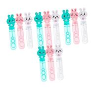 SOPOTUTU 12pcs Bunny Head Bubble Wands Bulk Safe Non Toxic Portable Bubble Blowing Sticks for Outdoor Play Interactive Easter to Strengthen Parent Bond