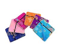 SOPOTUTU 12Pcs Women Fashion Multi Colored Blessing Coin Purse Chinese Style Pouches for Cards Cash Unique Patterns Ladies